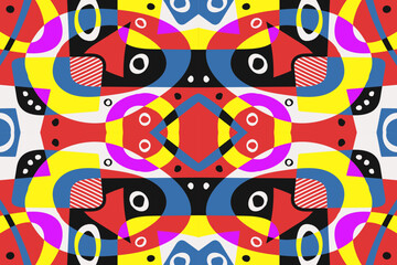 Fototapeta premium Modern contemporary trendy illustration. Abstract hand drawn vector background with different color geometric objects. Minimal style composition. Abstract color trendy shapes. Banner and poster design