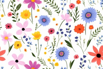 Fototapeta na wymiar Seamless floral pattern with colorful flowers