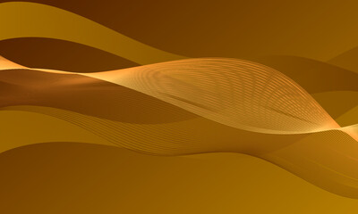 Fototapeta na wymiar abstract gold yellow color wave curves lines luxury with smooth gradient background