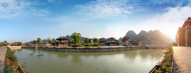 Beautiful summer, ancient city park in Guizhou, China.