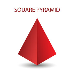 Vector square pyramid with gradients and shadow for game, icon, package design, logo, mobile, ui, web, education. 3d pyramid on a white background. Geometric figures for your design.