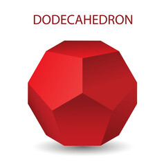 Dodecadron vector illustration isolated on white background with gradient for games, icons, packaging designs, logo, mobile, ui, web. Platonic solid.