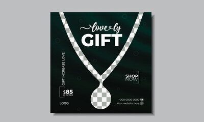 Necklace social media post design and minimal fashion social media post design