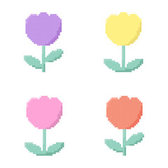 Tulip flower pixel art, Flower pixel art 8bit