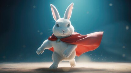 cute superhero rabbit. Created with Generative AI.	