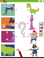 match cartoon fantasy characters and clippings educational activity