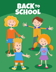 cartoon funny children with back to school caption