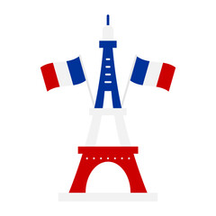 Paris Famous Landmark Vector color Icon Design, Bastille Day Symbol, National day of France Sign, French Revolution Stock illustration, Eiffel tower decorate with french Flags Concept