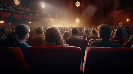 Fototapeta na wymiar Audience watching a movie in the cinema