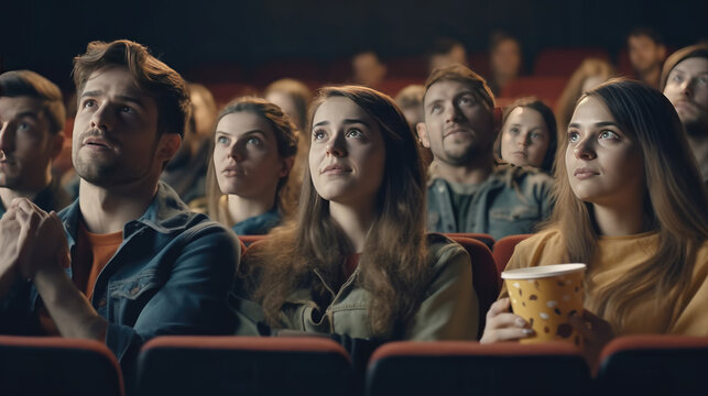 Audience watching a movie in the cinema