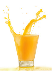  Orange juice splash isolated on white background.