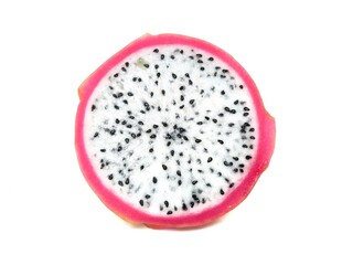 Fresh and Juicy Pink Organic Dragon Fruit White flesh and black seeds, colorful colors, isolated on a white background.