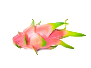 Fresh and Juicy Pink Organic Dragon Fruit White flesh and black seeds, colorful colors, isolated on a white background.