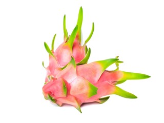 Fresh and Juicy Pink Organic Dragon Fruit White flesh and black seeds, colorful colors, isolated on...