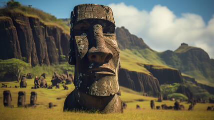 An Indigenous Polynesian Tribe from Easter Island. - obrazy, fototapety, plakaty