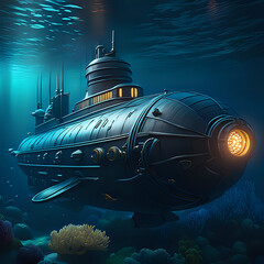 Fototapeta na wymiar underwater submarine