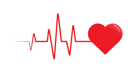 Heart Beat pulse line isolated on white background. Flat design. Vector illustration