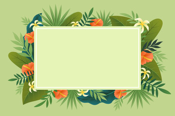 empty frame with tropical leaves theme