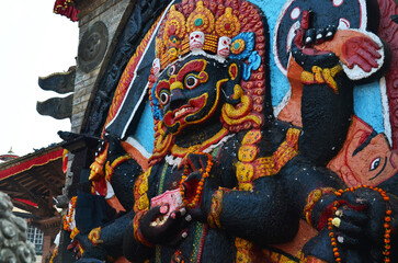 Hindu nepali goddess Kali or Kaal Bhairav deity or Kalika angel for nepalese people travel visit...
