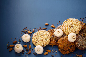 homemade cookies on dark blue background