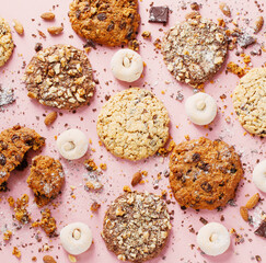 homemade cookies   on pink background