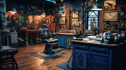Obraz premium Modern interior of a tattoo studio