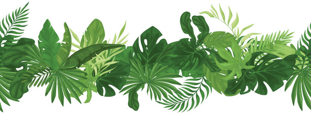 Tropical seamless border pattern with palm leaves. Vector © zahozhenko