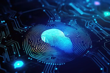 Fingerprint button for digital security. Photo generative AI