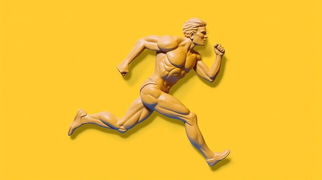 3D silhouette of a running man made of plasticine on a plain background Generative AI