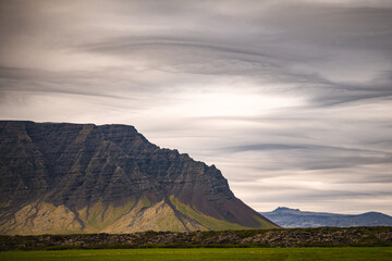 Icelandic layers of rock and cloud