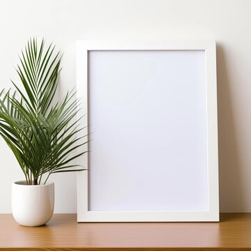 Video mockup picture frame blank template. Poster print wooden frame mock up. Wall art canvas showcase. Minimalist aesthetic