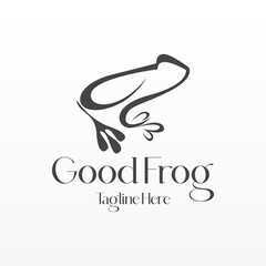 Frog logo design concept. Simple frog silhouette logo template. Animal logo template