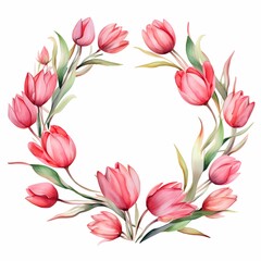 watercolor wreath of tulips