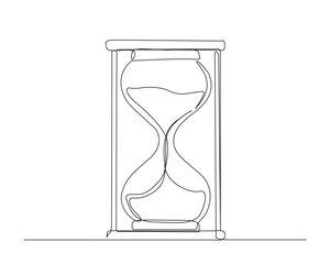 Continuous one line drawing of hourglass . Sand glass timer line art vector illustration. Editable stroke.	