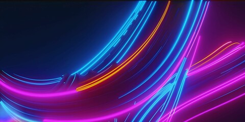 3d render, abstract background with curvy neon lines (Generative Ai)