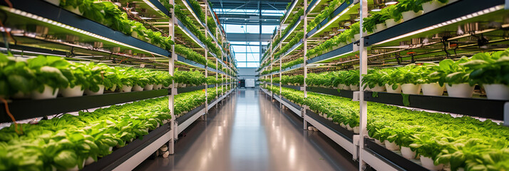 Hydroponic Vegetable Farm: Lush Organic Lettuce Salad Leaves in Modern Hydroponics System. Sustainable Agriculture for Fresh and Healthy Greens. generative ai