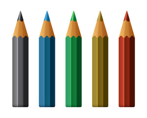 A set of multicolored pencils. Cartoon pencil. Vector clipart isolated on white background.