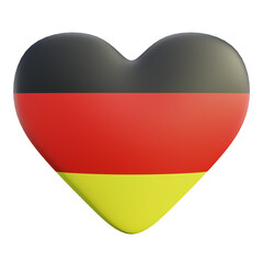 3D Germany Heart Flag Isolated on Transparent Background