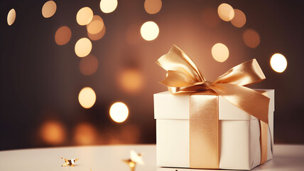 white and gold gift, wedding gift, white gift, luxury, golden ribbon, gold wrapping, bokeh, valentine's day, father's day, mother's day, christmas, birthday gift, fancy present, candles and balloons, 