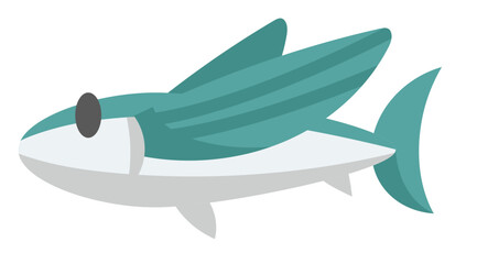 Cute Sticker Flying Fish Illustration