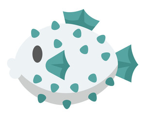 Cute Sticker Puffer Fish Illustration