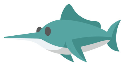Cute Sticker Sword Fish Illustration
