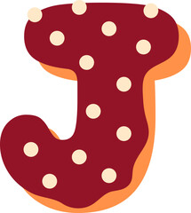 Cute Cake and Donut Alphabet J Illustration