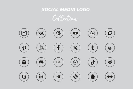 Popular social network logo icon collection