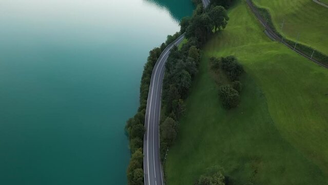 Lungern Lake aeral view. Switzerland