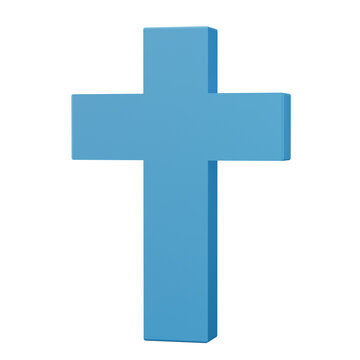 christian cross sign isolated on transparent background. 3d cartoon simple illustration