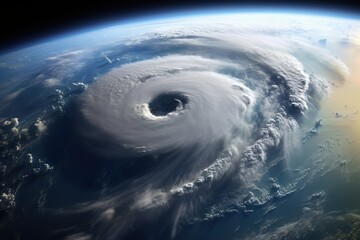 Giant hurricane influenced by Climate change. Hurricane season. Generative AI