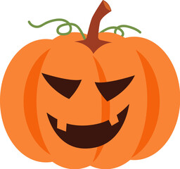 Halloween pumpkin with facial expression . PNG .