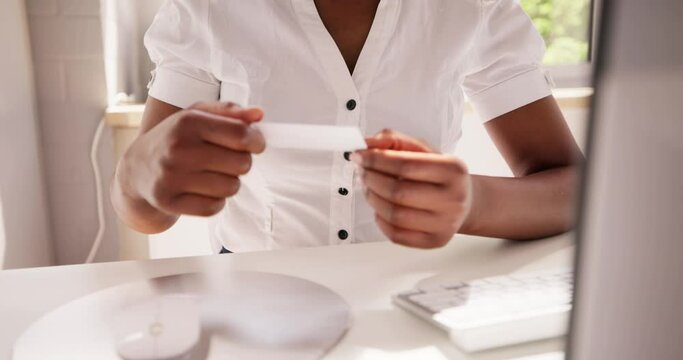 Holding Giving Gift Card Voucher