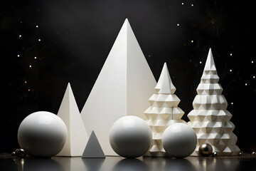 Festive, celebration backdrop with white, gold and blink ball and star in white, red, pastel, gold and rose pink colour, New Year, Party